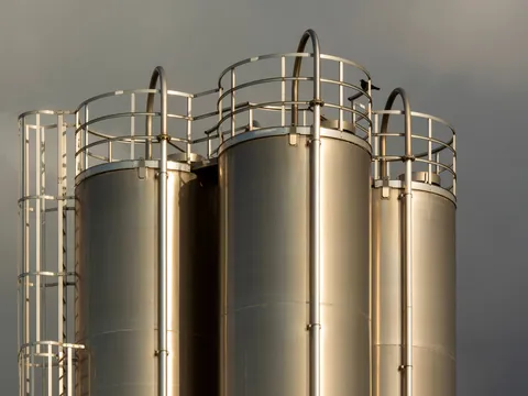Stainless steel gas storage vessels with access ladders