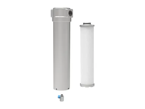 A high temperature filter housing beside its filter element