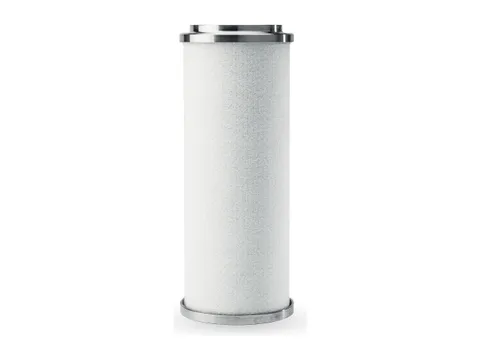 A white hydrogen filter element with stainless steel end caps