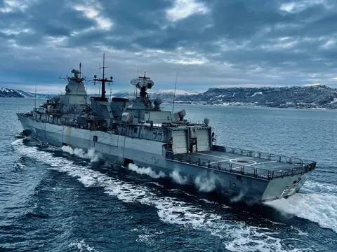 A naval warship at sea